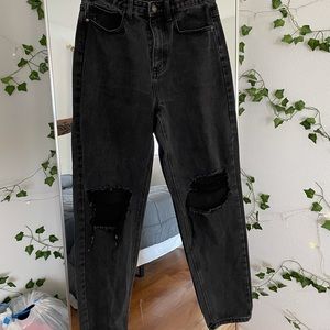 Black high waist distressed boyfriend jeans